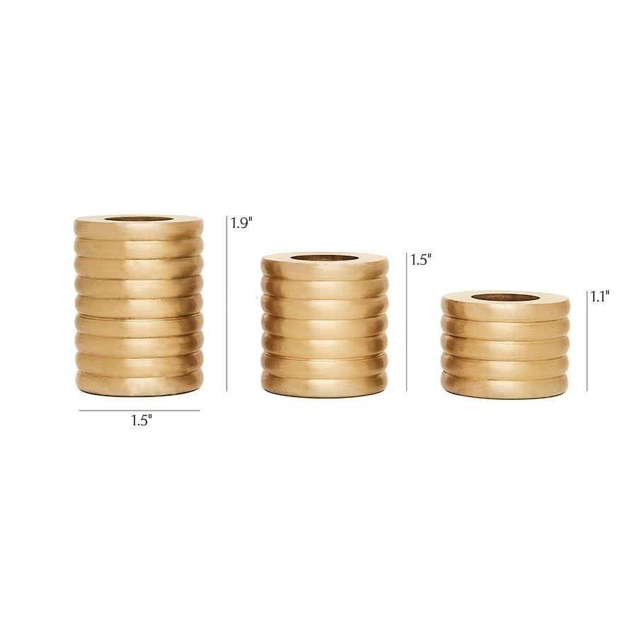 d'Oro Luce  - Elegant Brass Candle Holder Set: The Perfect Accent for Your Home ( Set of 3 )