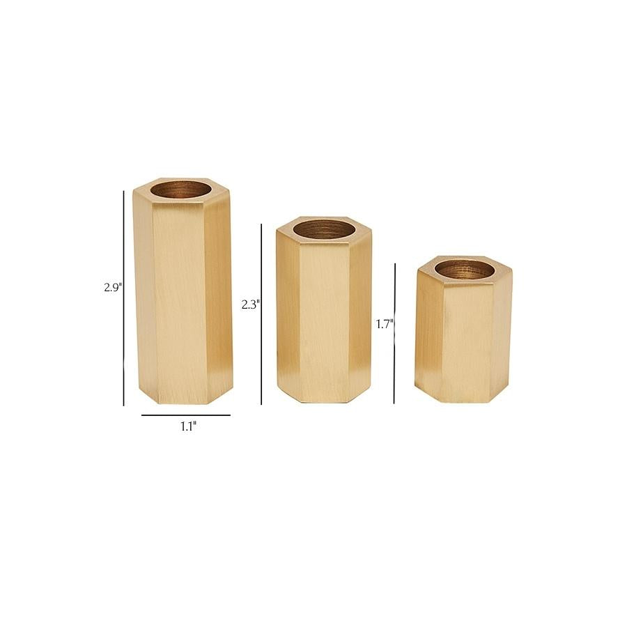 d'Oro Scintille - Elegant Brass Candle Holder Set: The Perfect Accent for Your Home ( Set of 3 )