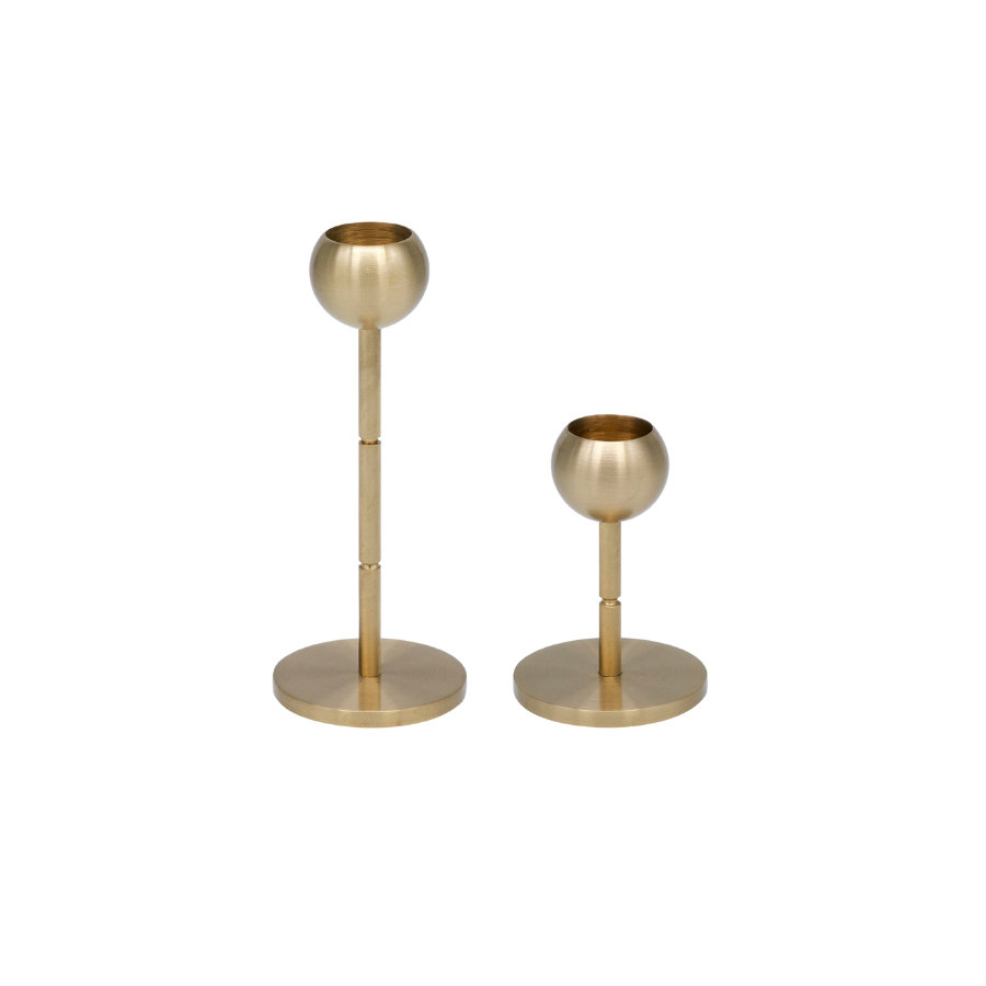 Glamorous Brass Ball Candle Holders: Simple and Stylish Set of 2