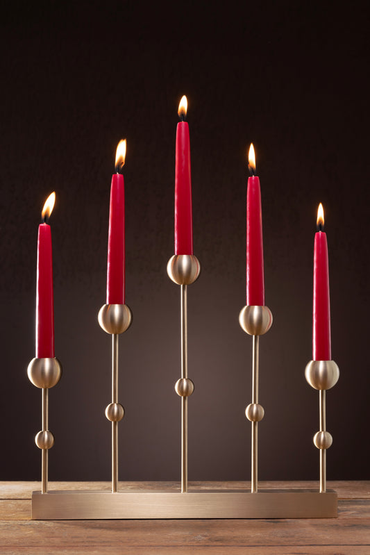 Harmony Brass Candle Holder with Five Tapers and Center Bar