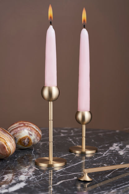 Glamorous Brass Ball Candle Holders: Simple and Stylish Set of 2