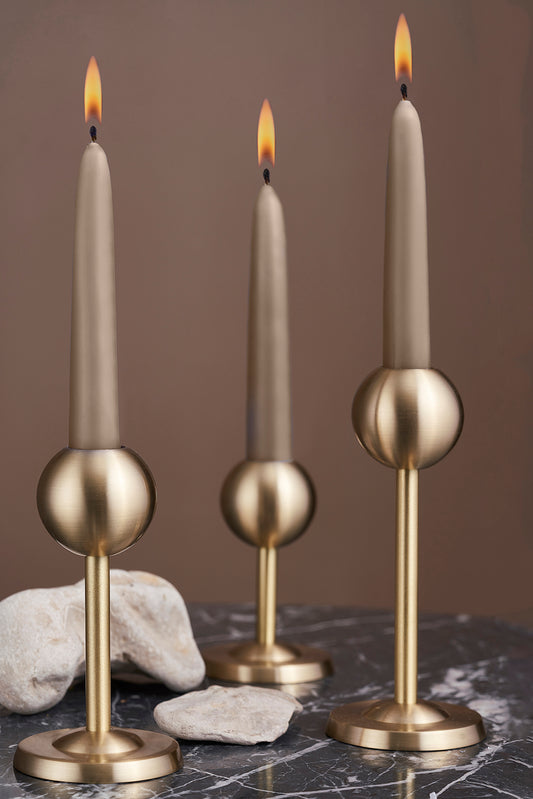 Galassie Dorate - Sophisticated Brass Candle Holder Trio ( Set of 3 )