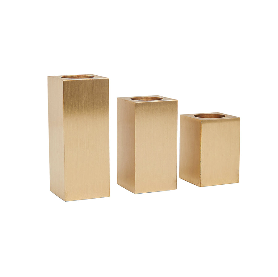 d'Oro Brilla - Elegant Brass Candle Holder Set: The Perfect Accent for Your Home ( Set Of 3)