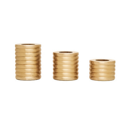 d'Oro Luce  - Elegant Brass Candle Holder Set: The Perfect Accent for Your Home ( Set of 3 )