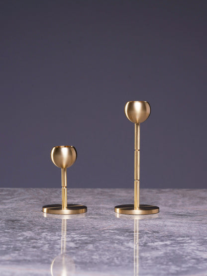 Glamorous Brass Ball Candle Holders: Simple and Stylish Set of 2