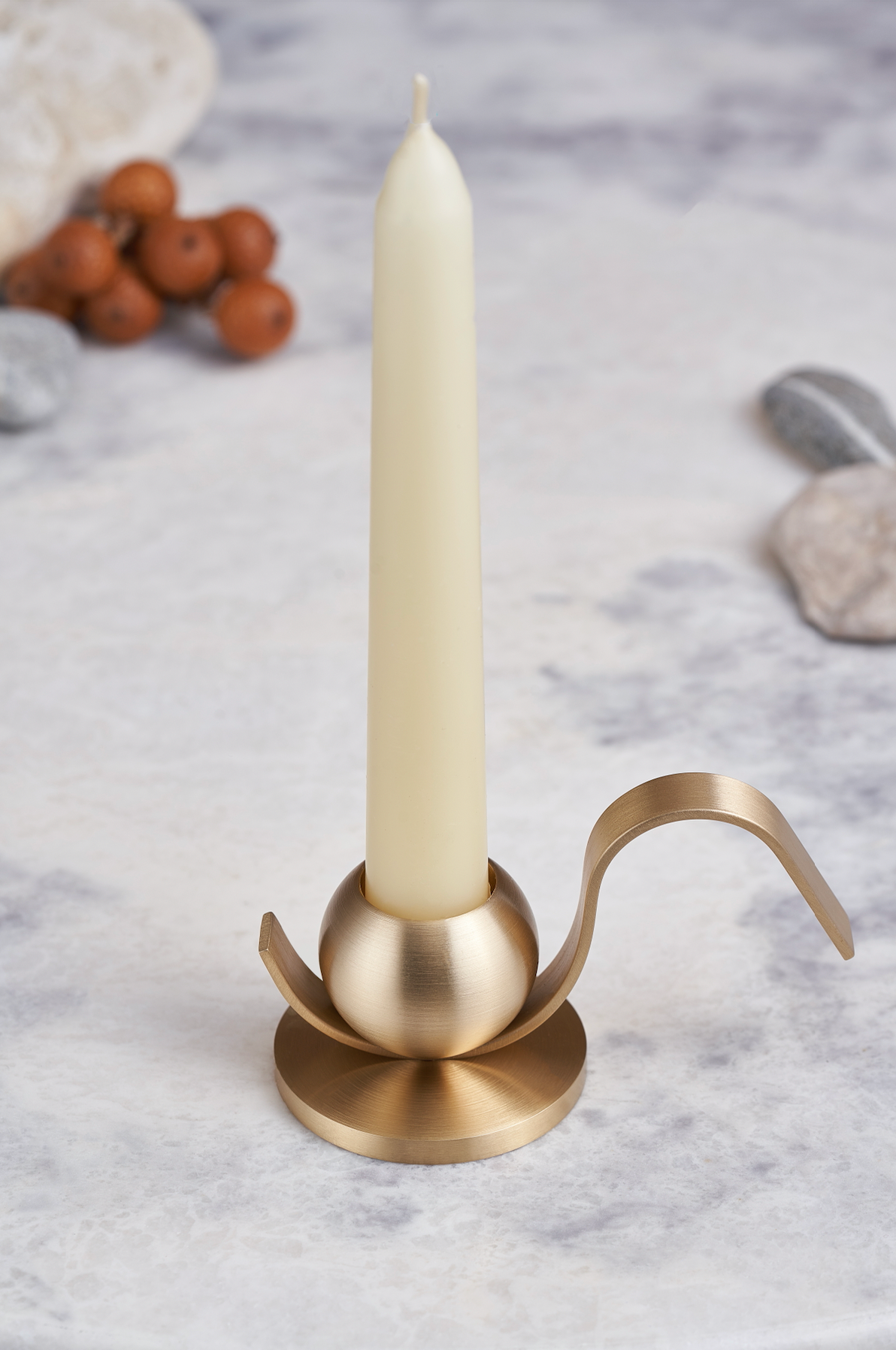 Corrugated Brass Candlestick Holder