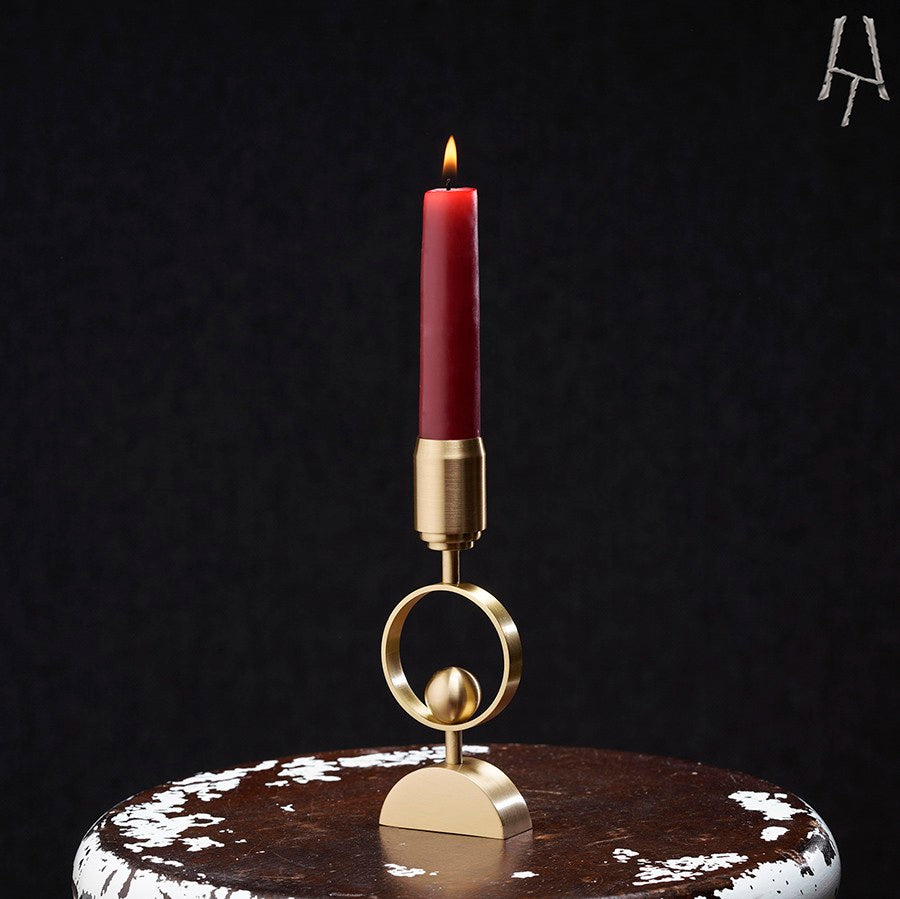 Tramonto Cylinder  - Graceful Brass Candle Stand